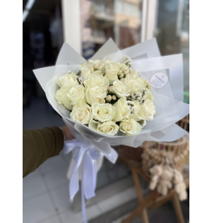 Vip İthal athena Beyaz Gül Buketi